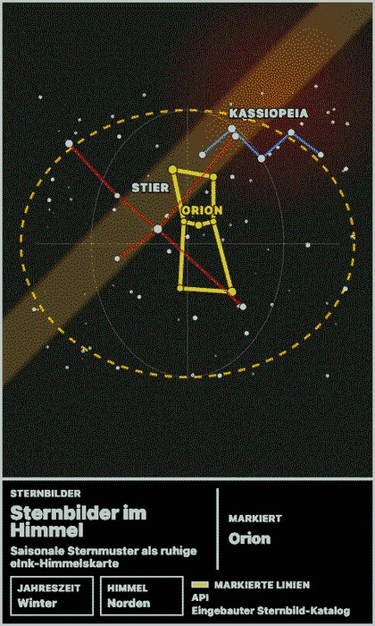 Sternbilder am Himmel Screenshot: Winterhimmel mit Orion im Hochformat