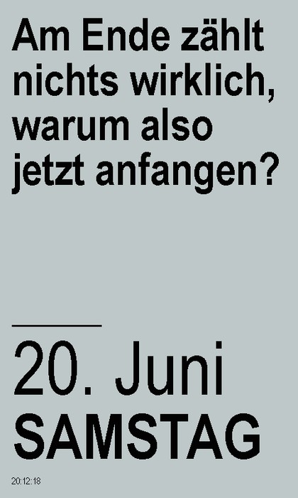 Day Calendar Screenshot: demotivierender Spruch im Hochformat
