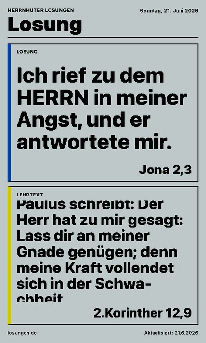 Losung Screenshot: Losung und Lehrtext im Hochformat