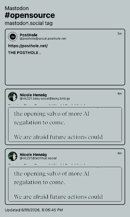 Mastodon Screenshot, Open-Source-Hashtagliste im Hochformat