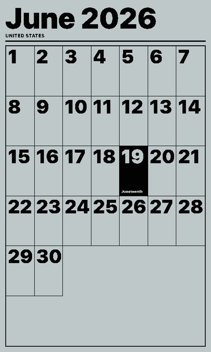Simple Calendar Screenshot, US-Kalender im Hochformat