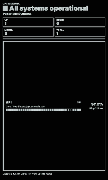 Uptime Kuma Monitor Screenshot: einzelner API-Monitor im Hochformat