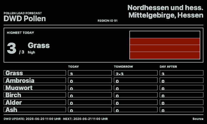 DWD Pollenflug Screenshot: Rhein-Main im Querformat